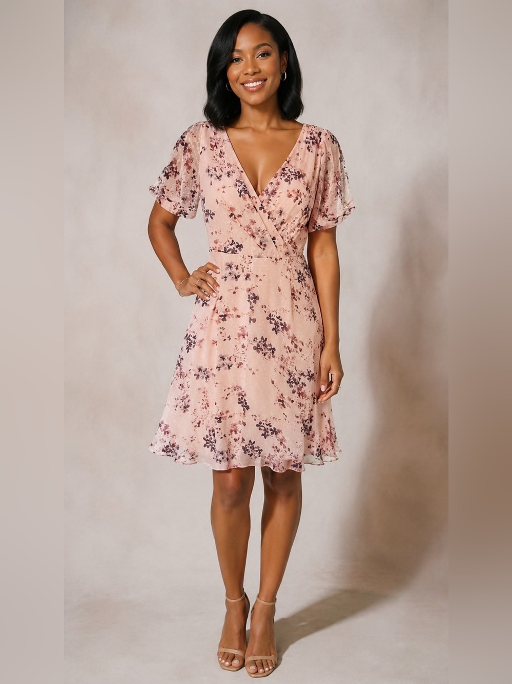 DKNY Pink Floral Wrap Dress